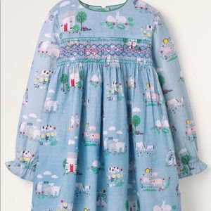 NWT mini boden Smocked Farm Scene Dress
